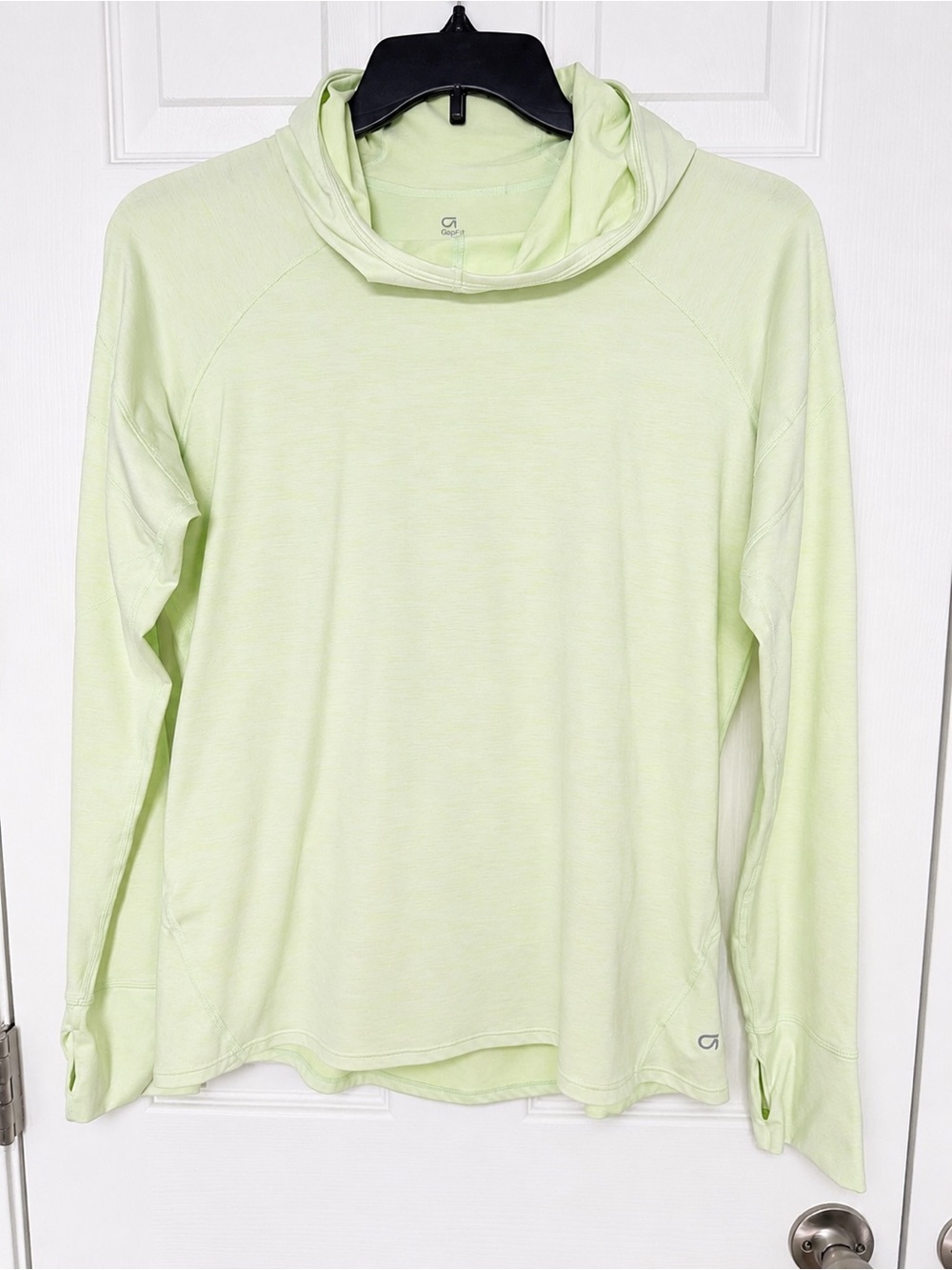 GapFit Womens Green Long Sleeve Active Hoodie Thumbholes Back Pocket Size L